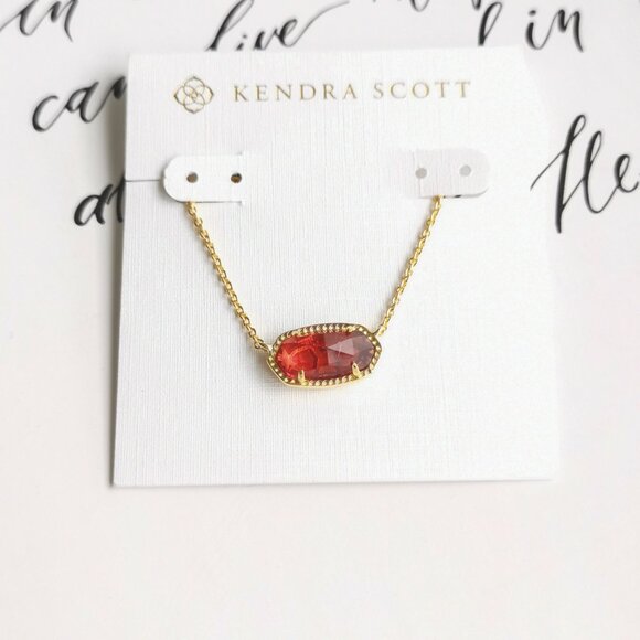 Kendra Scott Elisa Gold Berry red glass Necklace - Picture 1 of 3